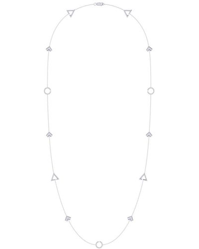 LuvMyJewelry Avani Skyline Geometric Layered Sterling Silver Diamond Necklace - White