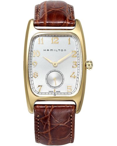 Hamilton Watch, Men's Swiss Boulton Brown Leather Strap 27mm H13431553 - Multicolor
