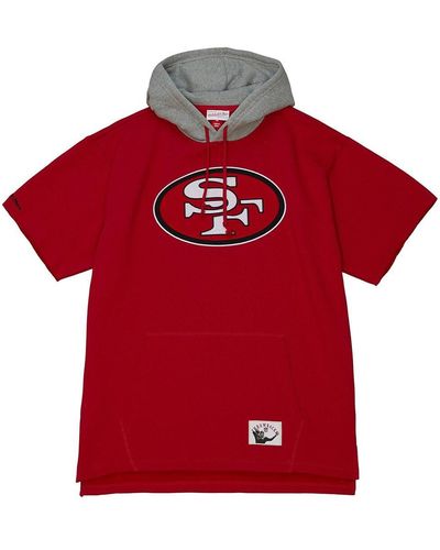 Mitchell & Ness San Francisco 49ers Postgame Short Sleeve Hoodie - Red
