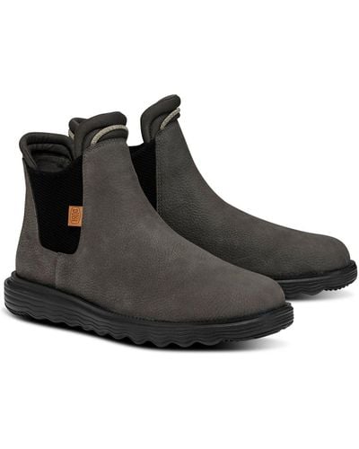 Hey Dude Branson Craft Leather Casual Chelsea Boots From Finish Line - Black
