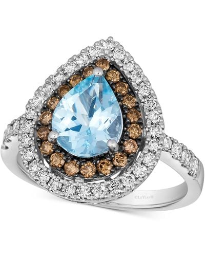 Le Vian ® Sea Blue Aquamarine (1 Ct. T.w.) & Diamond (7/8 Ct. T.w.) Teardrop Halo Ring In 14k White Gold