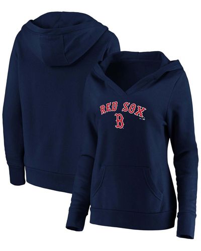 Fanatics Plus Size Boston Red Sox Core Team Lockup V-neck Pullover Hoodie - Blue