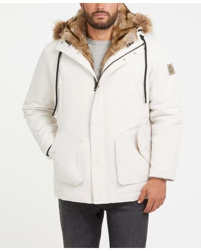 Guess Winter Faux Fur Parka Jacket - White