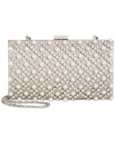 INC International Concepts Randdi Imitation Pearl Clutch - Metallic