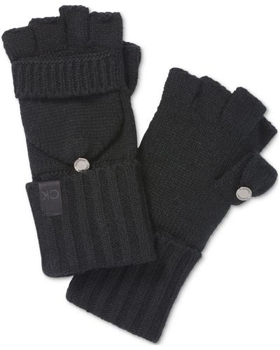 Calvin Klein Logo-button Pop Top Mittens - Black