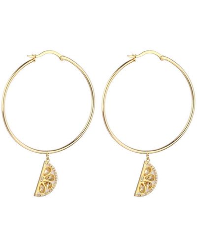 Noir Jewelry Cubic Zirconia Lemon Hoop Earring - Metallic