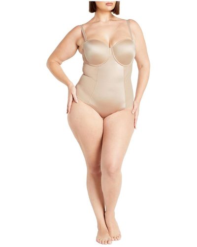 City Chic Smooth & Chic Strapless Bodysuit - Natural