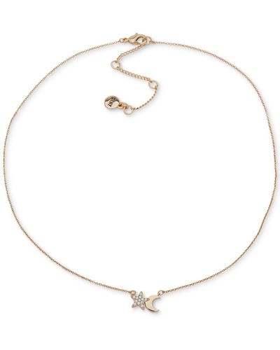 DKNY Gold-tone Crystal Pave Star Moon Pendant Necklace - Natural