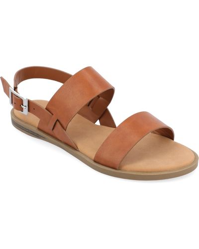 Journee Collection Lavine Double Strap Flat Sandals - Brown