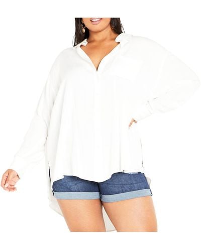 City Chic Plus Size Paige Shirt - White