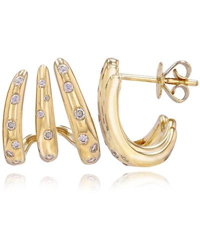 Alev Jewelry Aj By Alev Three Waves Scattered White Topaz Wrap Earrings - Metallic