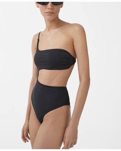 Mango Asymmetrical Opening Swimsuit - Black