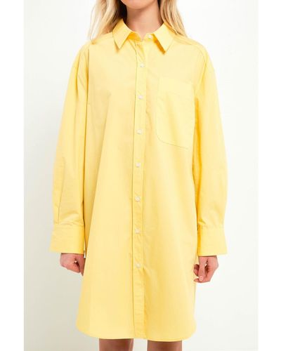English Factory Classic Collared Shirt Dress - Yellow