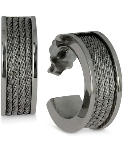 Charriol Women's Forever Stainless Steel Cable Hoop Earrings - Metallic