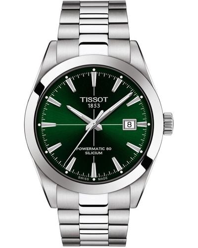 Tissot Swiss Automatic Gentleman Powermatic 80 Silicium Stainless Steel Bracelet Watch 40mm - Green