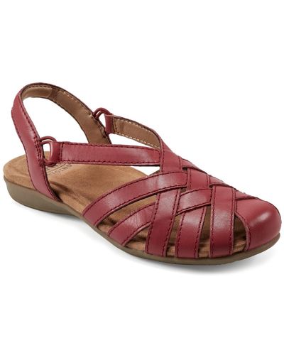 Earth Berri Woven Casual Round Toe Slingback Sandals - Red