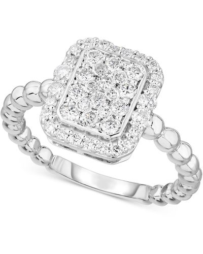 Forever Grown Diamonds Lab-created Diamond Rectangle Cluster Halo Statement Ring (3/4 Ct. T.w. - White