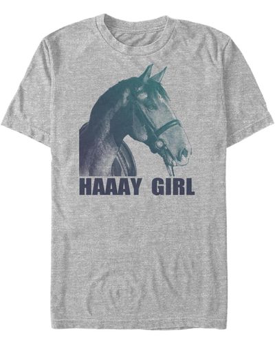 Fifth Sun Haaay Girl Horse Short Sleeve Crew T-shirt - Gray
