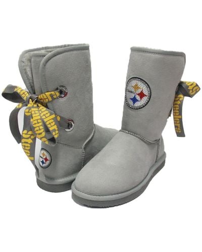 Cuce Pittsburgh Steelers Ribbon Boots - Gray