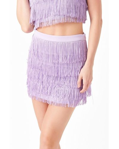 Endless Rose Fringe Tiered Mini Skirt - Purple