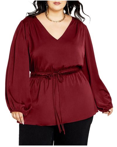 City Chic Plus Size Aubree Shirt - Red