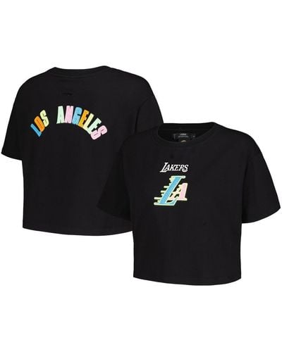 Pro Standard Los Angeles Lakers Washed Neon Cropped Boxy T-shirt - Black
