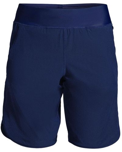 Lands' End Long 9" Quick Dry Modest Board Shorts Swim Cover-up Shorts - Blue