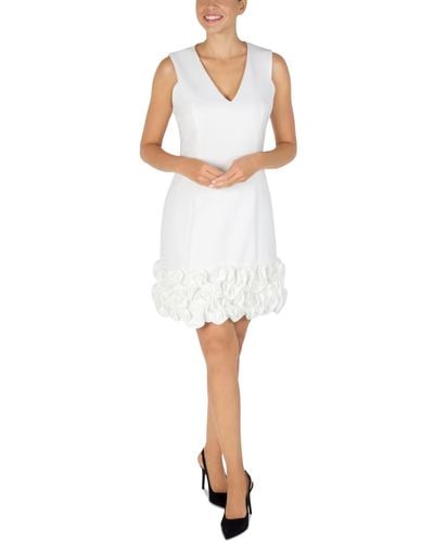 Donna Ricco Ruffle-hem Sheath Dress - White