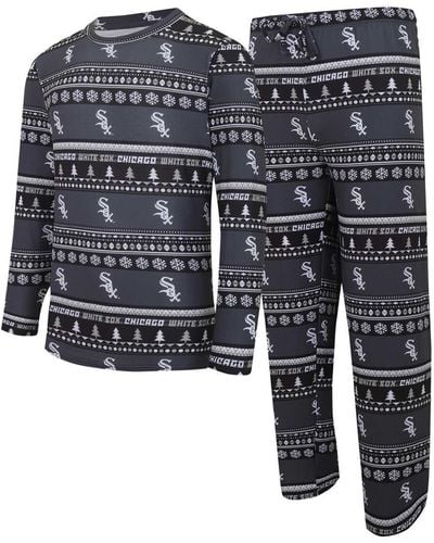 Concepts Sport Chicago White Sox Knit Ugly Sweater Long Sleeve Top And Pants Set - Blue