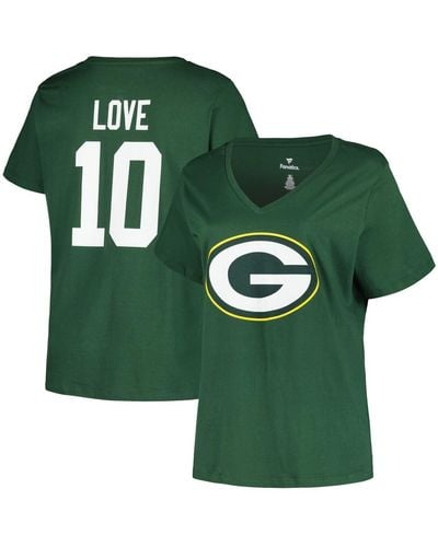 Fanatics Jordan Love Bay Packers Plus Size Player Name And Number V-neck T-shirt - Green