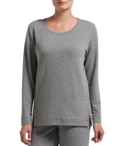 Hue ® Plus Size Solid Long Sleeve Lounge T-shirt - Gray