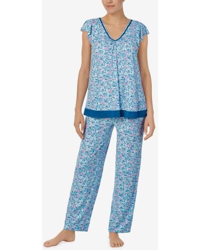 Ellen Tracy Short Sleeve 2 Piece Pajama Set - Blue