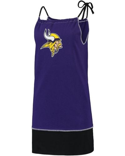 Refried Apparel Distressed Minnesota Vikings Vintage-like Tank Dress - Purple
