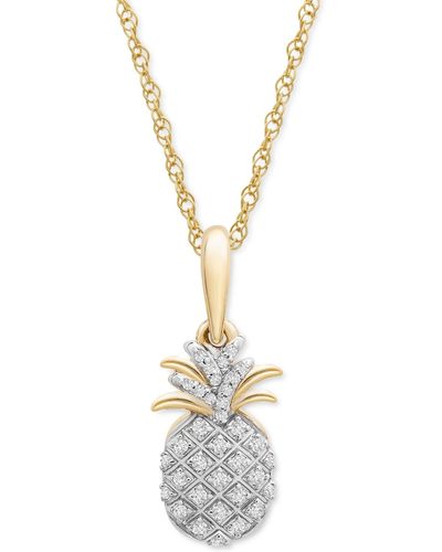 Wrapped in Love Diamond Pineapple 18" Pendant Necklace (1/10 Ct. T.w. - Metallic