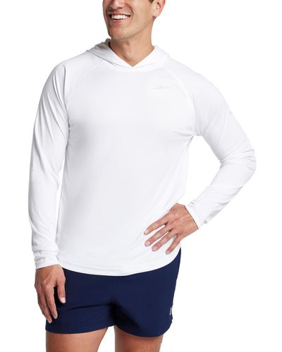 Speedo Baybreeze Long Sleeve Hooded Performance Swim Shirt - White