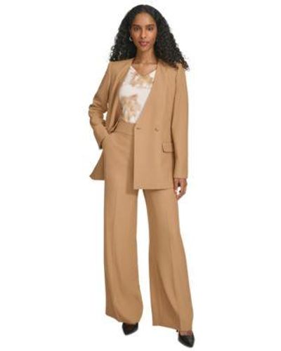 Calvin Klein Double Breasted Blazer Wide Leg Pants - Natural