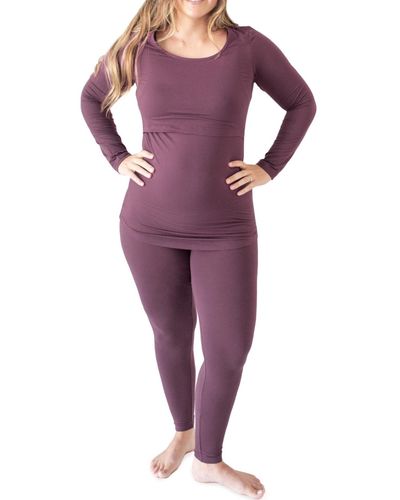 Kindred Bravely Maternity Jane Long Sleeve Nursing Pajama Set - Purple