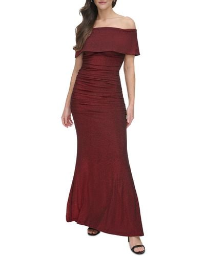 Vince Camuto Off-the-shoulder Ruched Gown - Red
