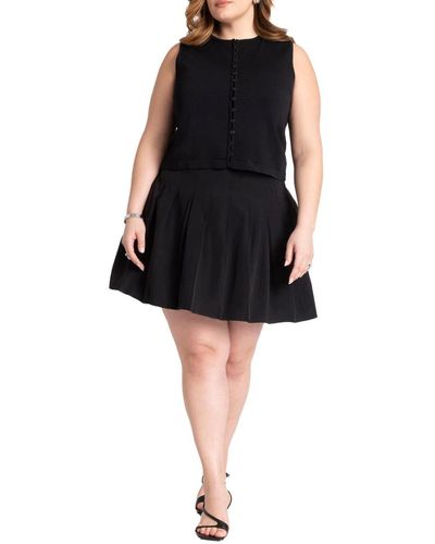 Eloquii Plus Size Preppy Pleated Mini Skirt - Black