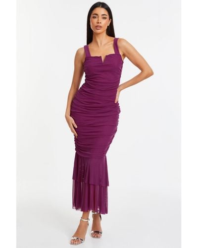 Quiz Mesh Midi Dress - Purple