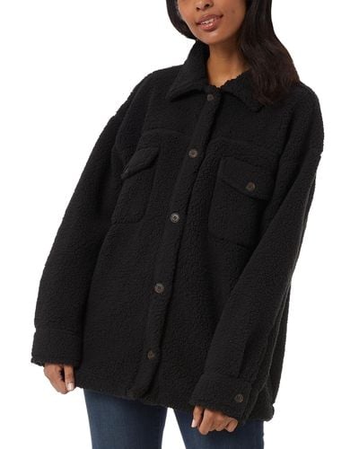 32 Degrees Relaxed-fit Fleece Shirt Jacket - Black