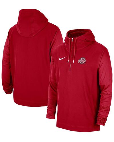 Nike Ohio State Buckeyes 2023 Coach Half-zip Hooded Jacket - Red