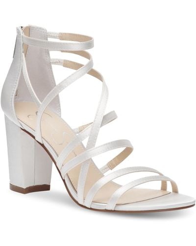 Jessica Simpson Stassey Bridal Strappy Block-heel Sandals - White