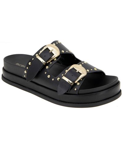 BCBGeneration Barah Chunky Footbed Double Buckle Slip-on Sandals - Black