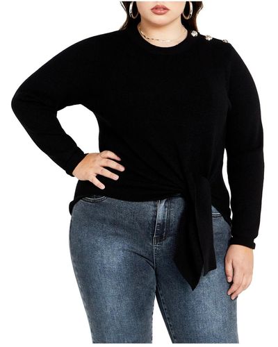 City Chic Plus Size Royal Sweater - Black