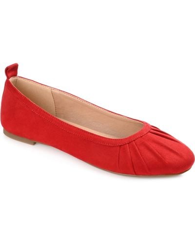 Journee Collection Tannya Ruched Ballet Flats - Red