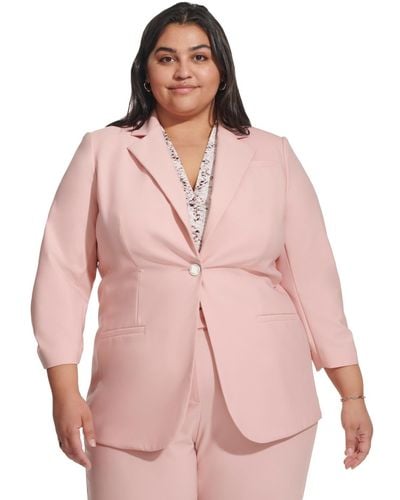 Calvin Klein Plus Size Infinite Stretch 3/4-ruched-sleeve Jacket - Pink