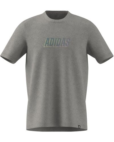 adidas Short Sleeve Crewneck Logo Graphic T-shirt - Gray