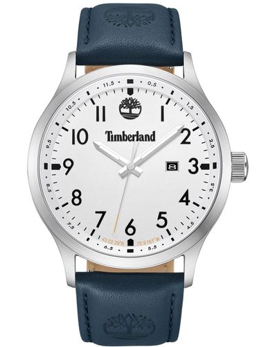 Timberland Quartz Trumbull Dark Genuine Leather Watch 45mm - Blue