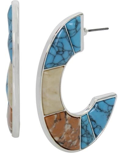 Robert Lee Morris Semi-precious Mixed Stone Hoop Earrings - Blue